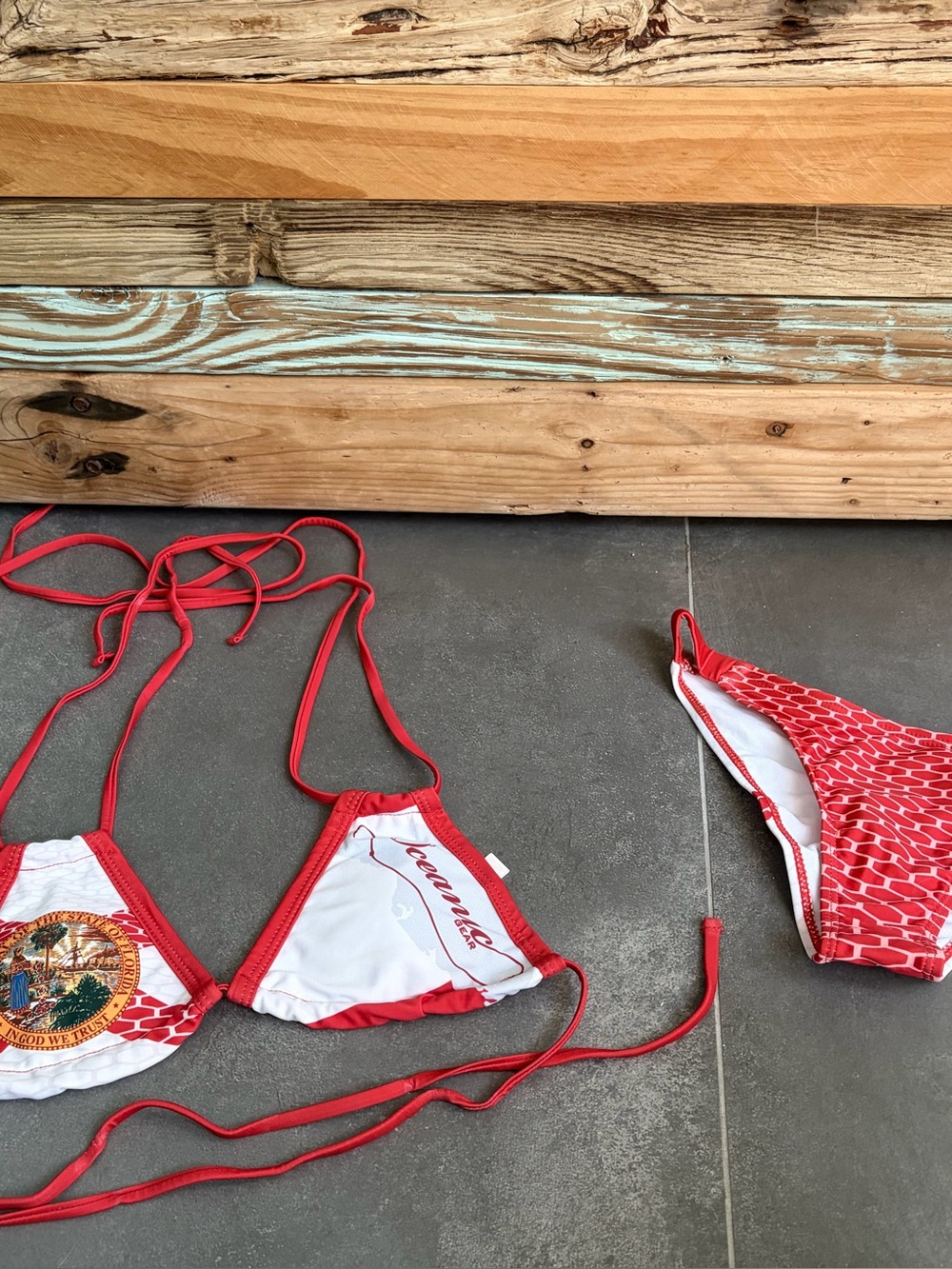 Oceanic Gear Florida Flag Triangle Bikini Swimsuit Medium